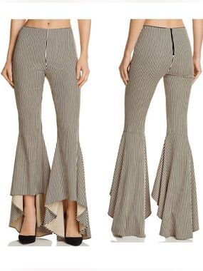 Alice + Olivia Jinny Striped High-Low Flared Pants Bell Bottom High Rise Size 0